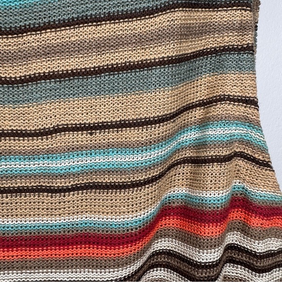 Lauren Ralph Lauren Linen Tan Multi-Colored Striped Sleeveless Sweater Dress - Picture 7 of 15